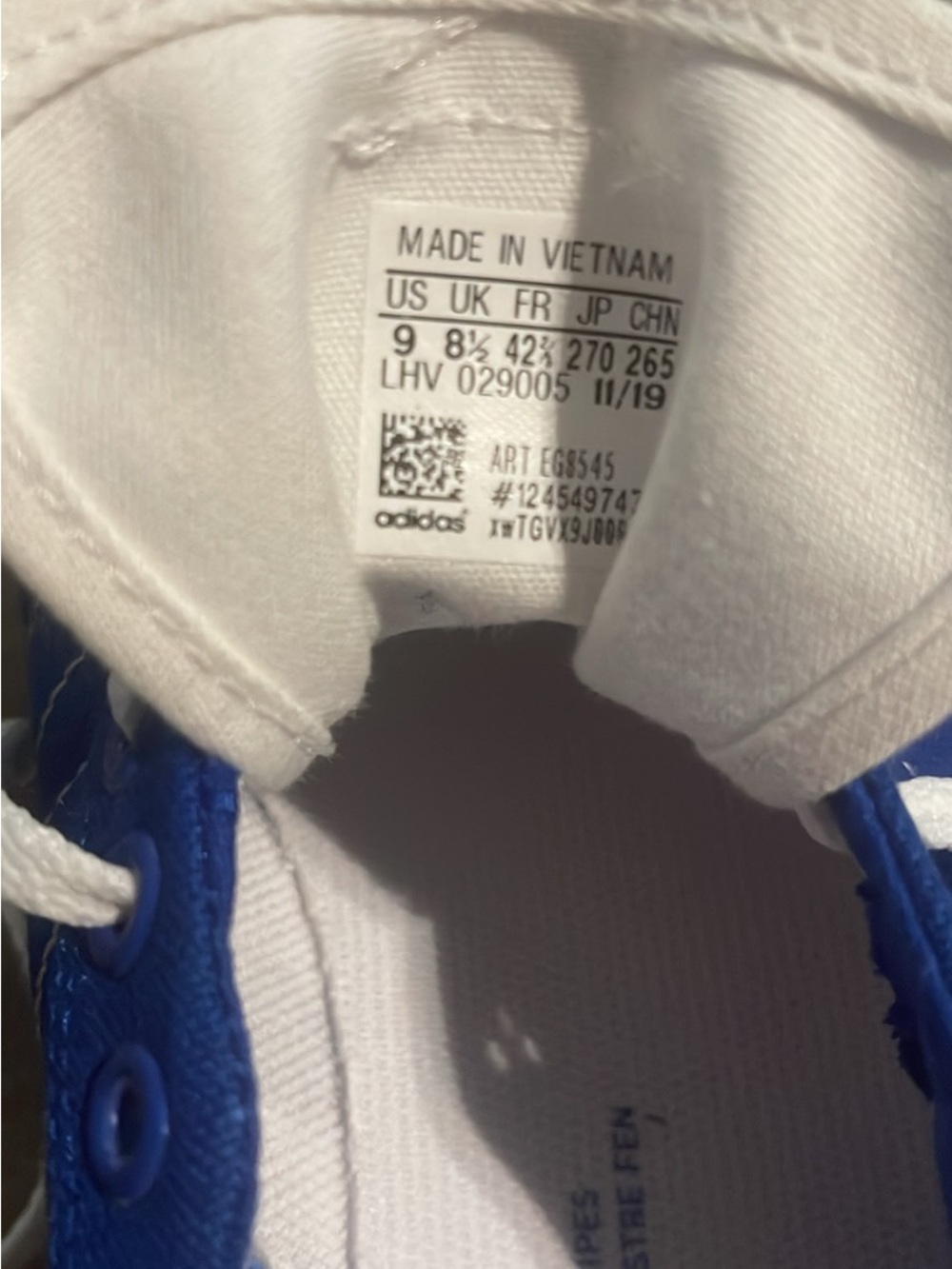 adidas Royal Blue and White Low-Top Sneakers - Picture 3 of 5